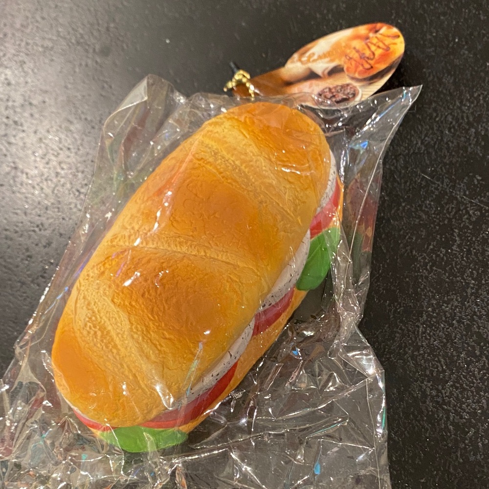 Lucio squeezies panini sub sandwich squishy toy keychain